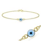 Evil Eye Round Shape Silver Bracelet BRS-201-GP